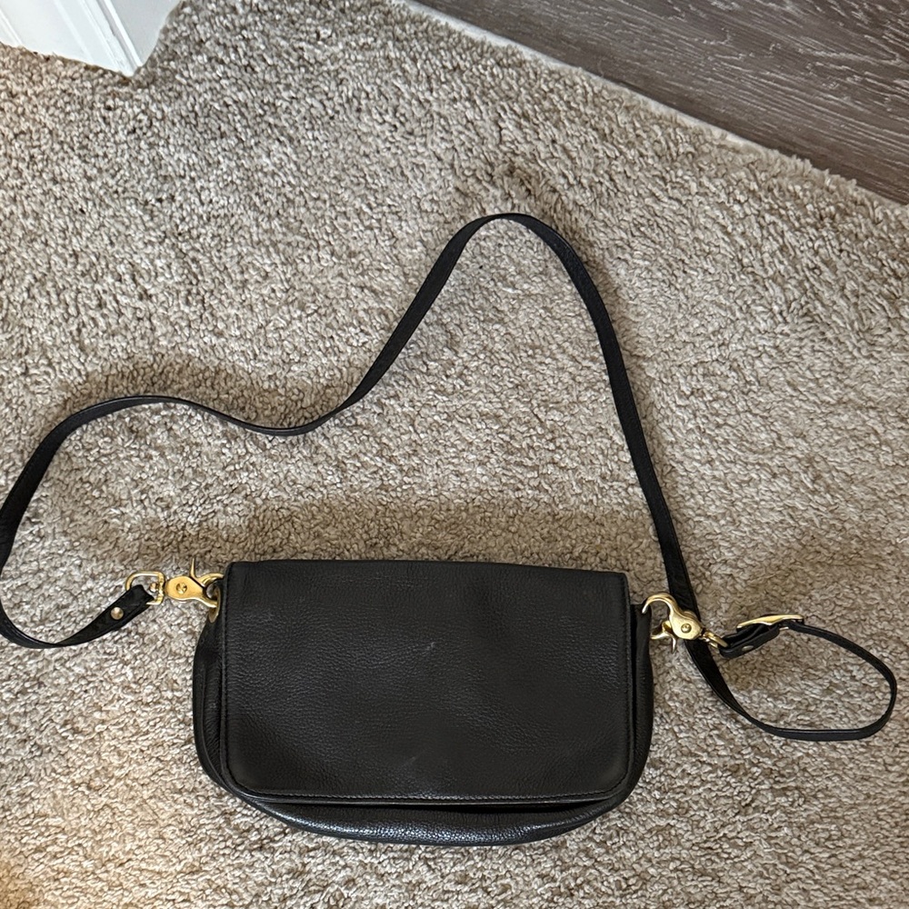 Chic Black vintage Crossbody Bag with Gold Accents